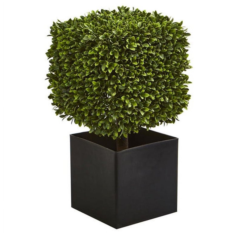 Nearly Natural 27" Boxwood Artificial Plant in Black Planter (indoor/Outdoor) | Walmart (US)
