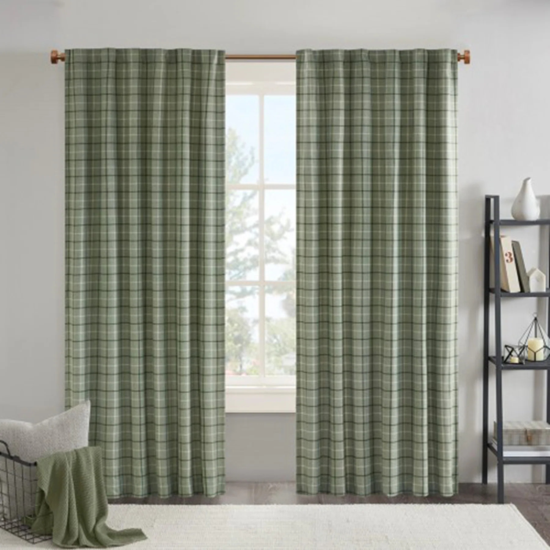 Plaid Faux Leather Tab Top Curtain Panel with Fleece Lining(Only 1 Pc Curtain Panel) | Wayfair North America
