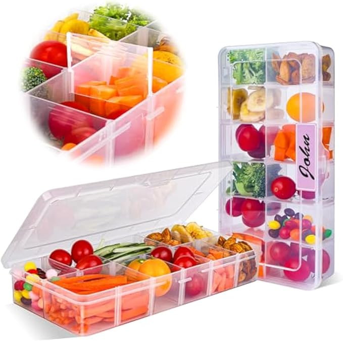 AIERSA Snack Box Container for Adults-12 Compartments,Adjustable Divided Snackle Box,Bento Box Ac... | Amazon (US)