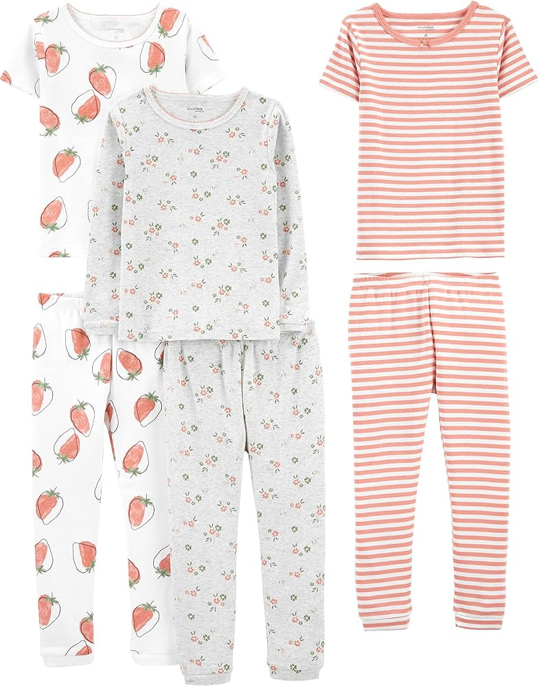Simple Joys by Carter's Girls' 6-Piece Snug Fit Cotton Pajama Set | Amazon (US)