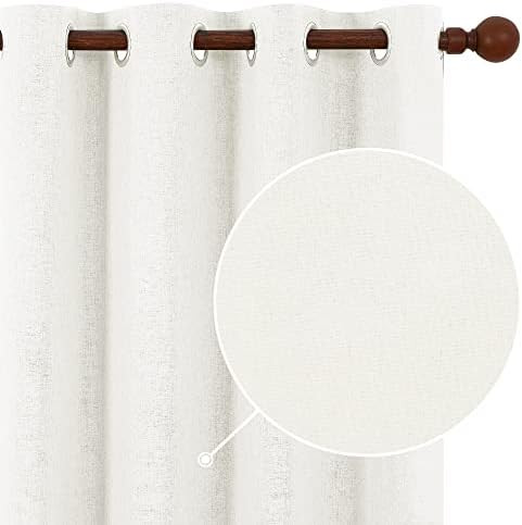 Deconovo Full Blackout Curtains Faux Linen Thermal Insulated Curtains Blackout Ring Top Curtains ... | Amazon (UK)