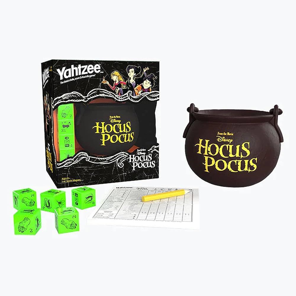 YAHTZEE: Disney Hocus Pocus | Collectible Witch’s Caldron Dice Cup | Classic Family Dice Game B... | Amazon (US)
