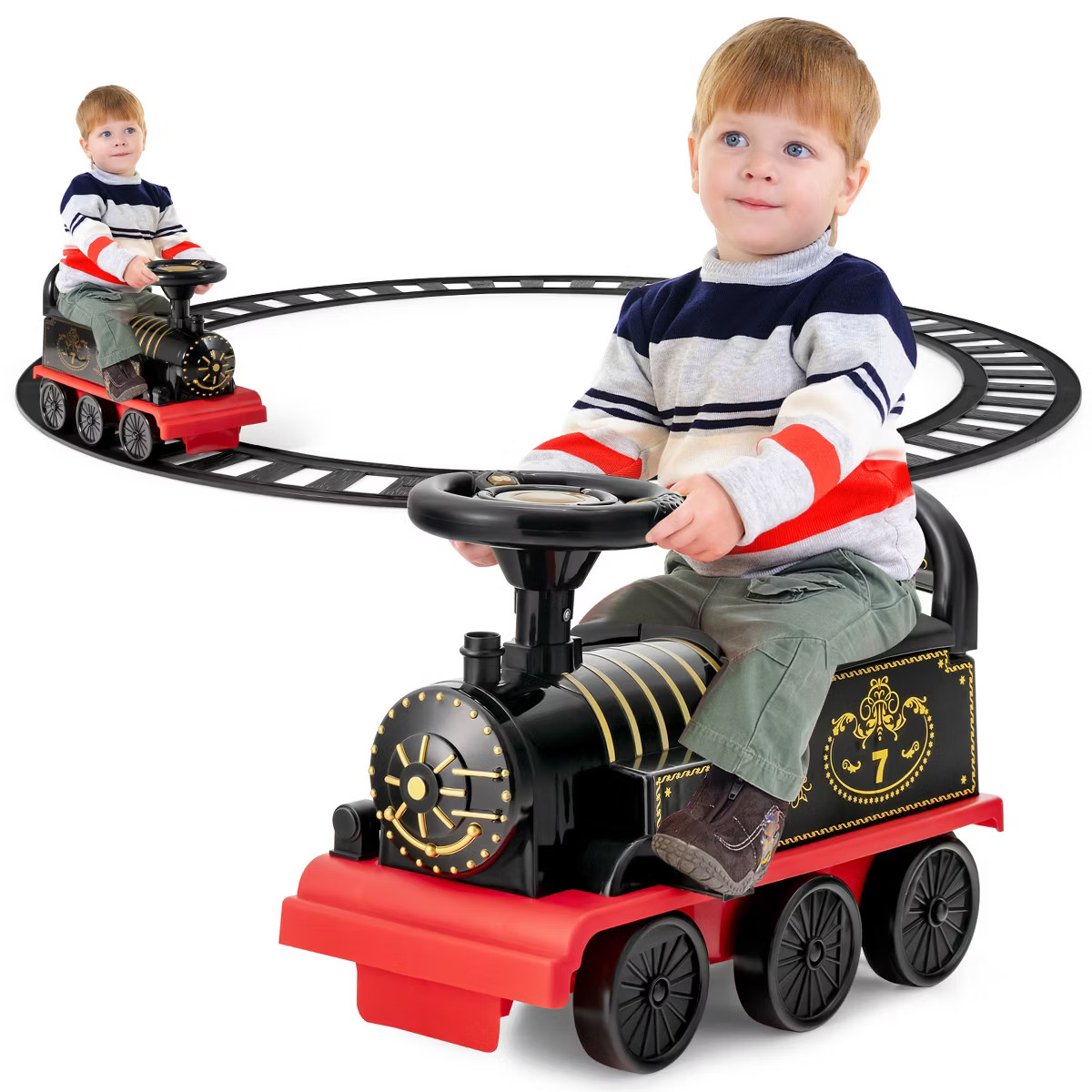 Costway 6V Electric Kids Ride On Train Motorized Train Toy w/ Track & 6 Wheels | Target
