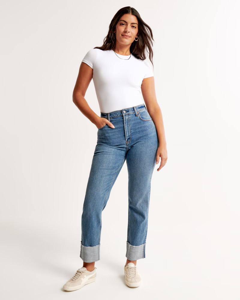Curve Love Ultra High Rise Ankle Straight Jean | Abercrombie & Fitch (US)