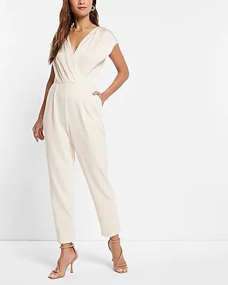 Satin Faux Wrap Bodice Jumpsuit | Express