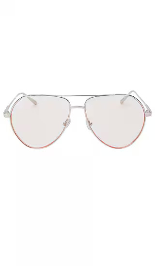 Sammy Sunglasses in Silver Metal Pink Lens | Revolve Clothing (Global)