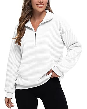 MathCat Womens Oversized Sweatshirts Half Zip Pullover Hoodies Casual Sweaters Loose Fit Fall Win... | Amazon (US)