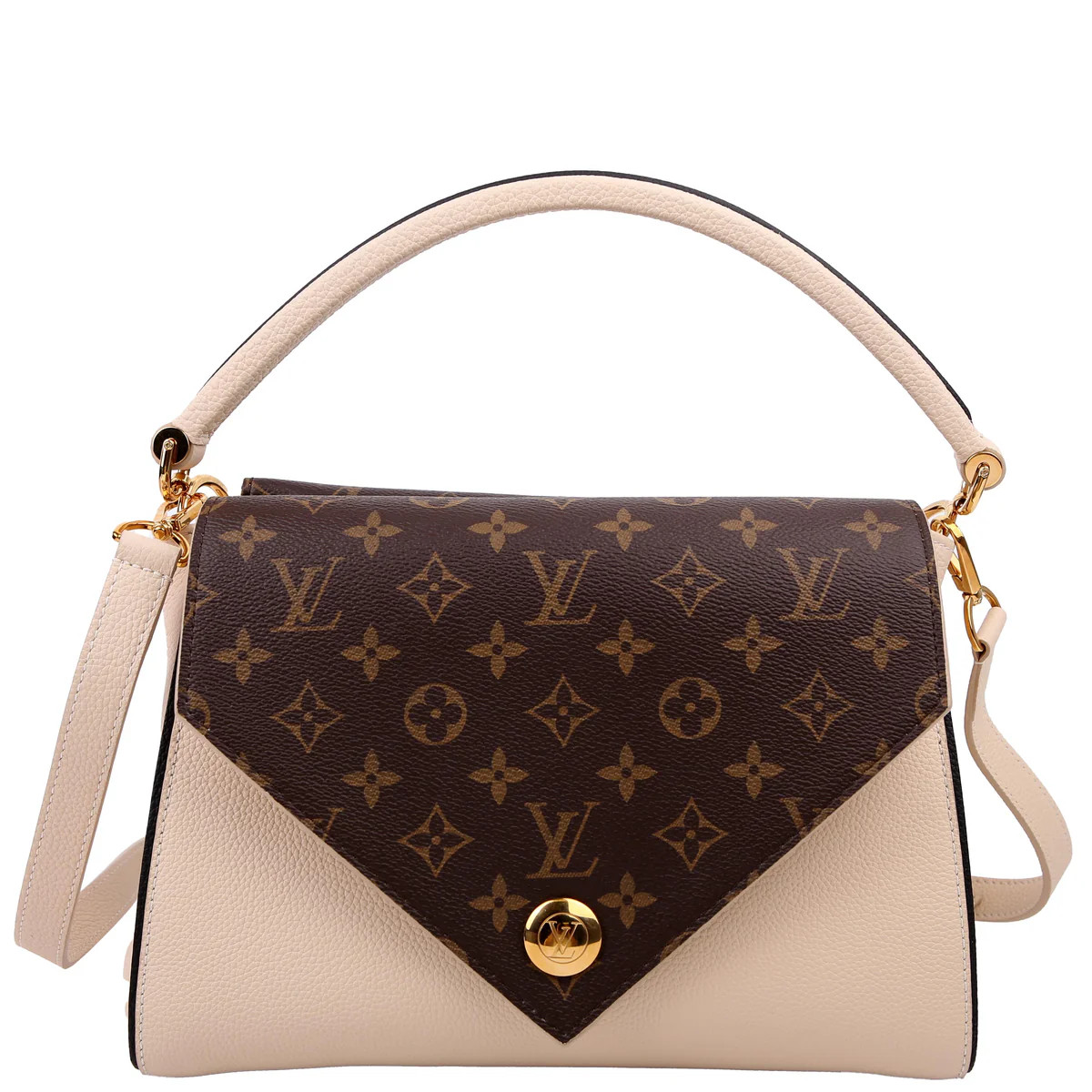 Double V Leather Cream | Keeks Designer Handbags