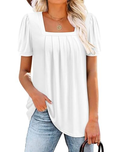 BETTE BOUTIK white tunic tops women white tops white Summer Shirts white tops for women dressy casual White Large | Amazon (US)