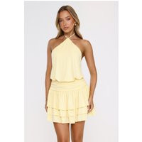 Glow Fantasy Halter Mini Dress Yellow | Hello Molly (US)