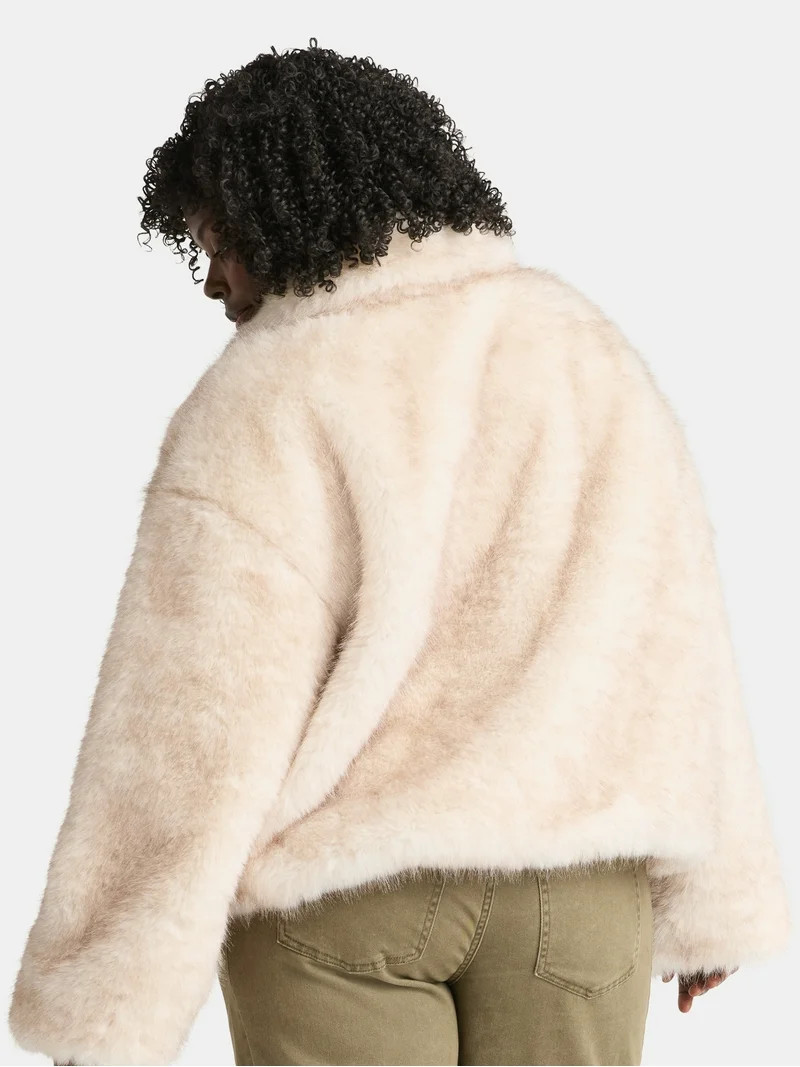 Time and Tru Women's Long Faux Fur Jacket, Sizes XS-3X | Walmart (US)