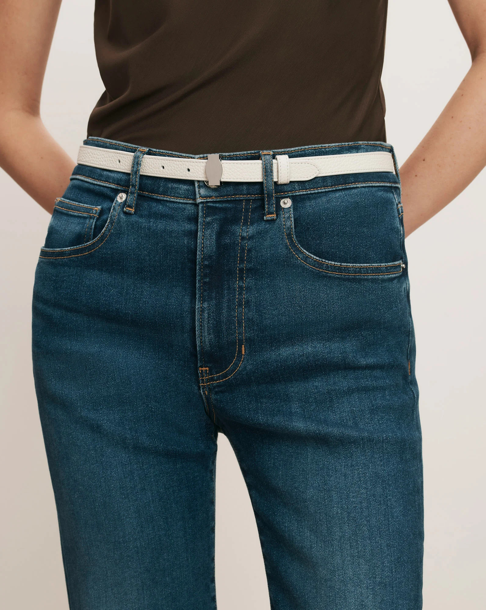 Dash Leather Belt in Off-White | Veronica Beard | Veronica Beard UK