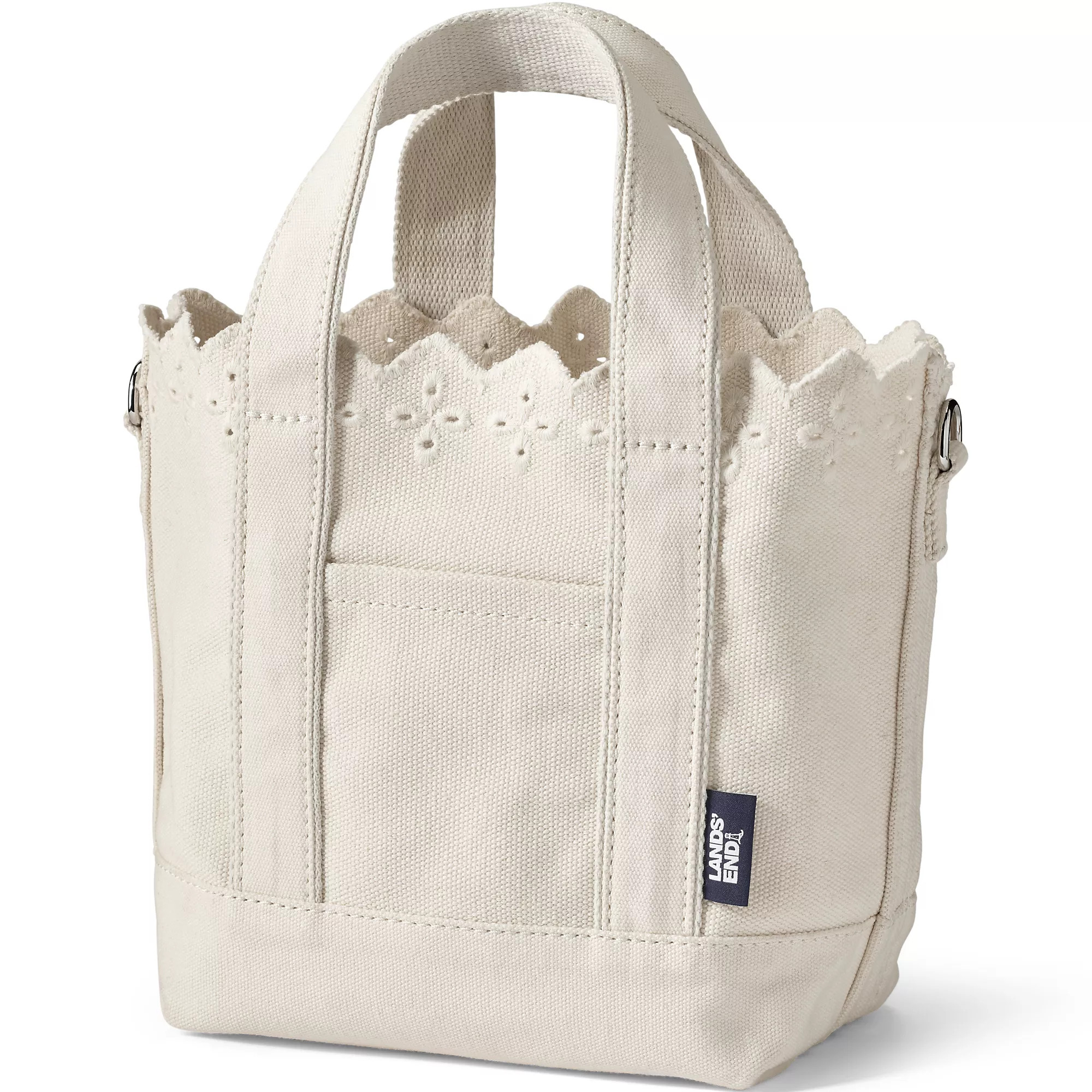 Small Eyelet Canvas Open Top Tote | Lands' End (US)