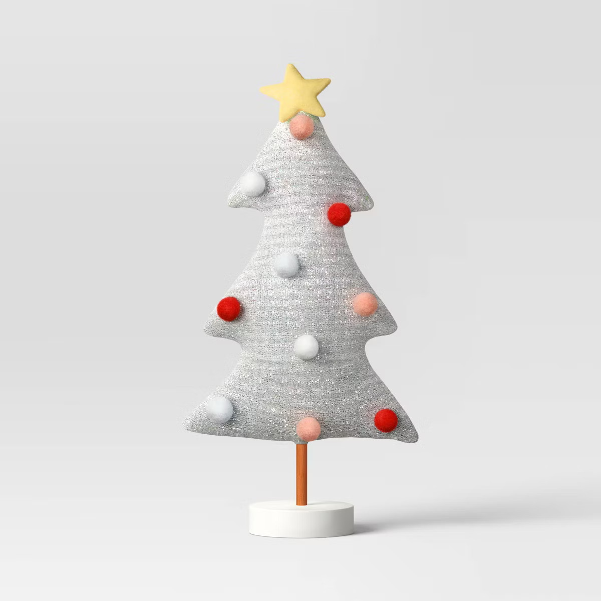11.25" Fabric Christmas Tree Figurine with Pom Poms - Wondershop™ Silver | Target