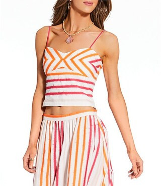Antonio Melani x Stephanie Covington Pamela Stripe Poplin Sweetheart Neck Cropped Coordinating Ta... | Dillard's