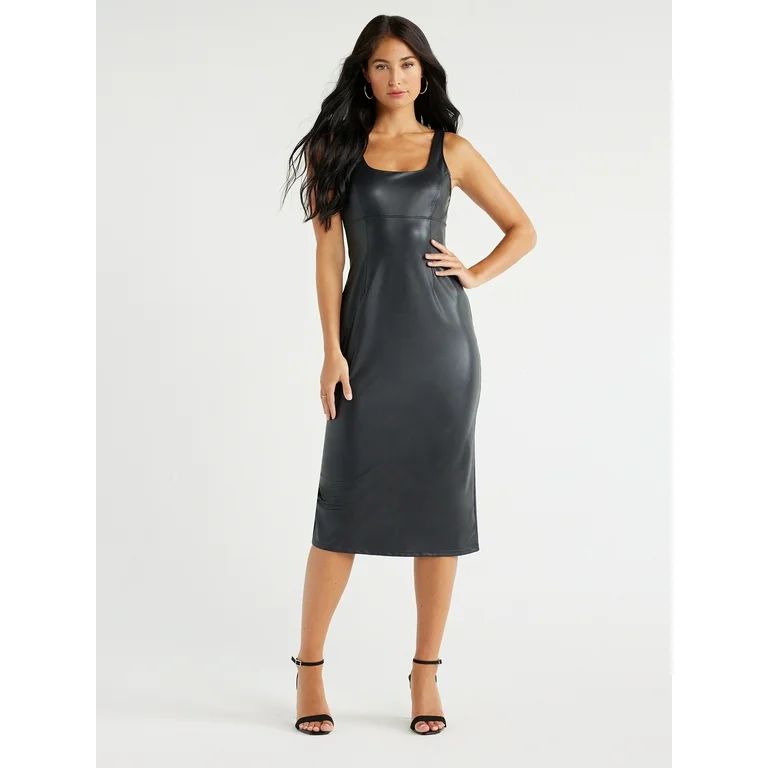 Sofia Jeans Women's Faux Leather Dress, 45" Length, Sizes XS-2XL - Walmart.com | Walmart (US)