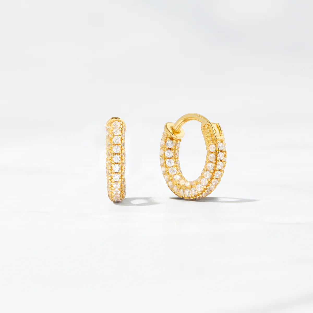 12mm Pavé Hoop Earrings | Sami Jewels