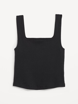 Fitted Square-Neck Ultra-Cropped Rib-Knit Tank Top for Women | Old Navy (US)