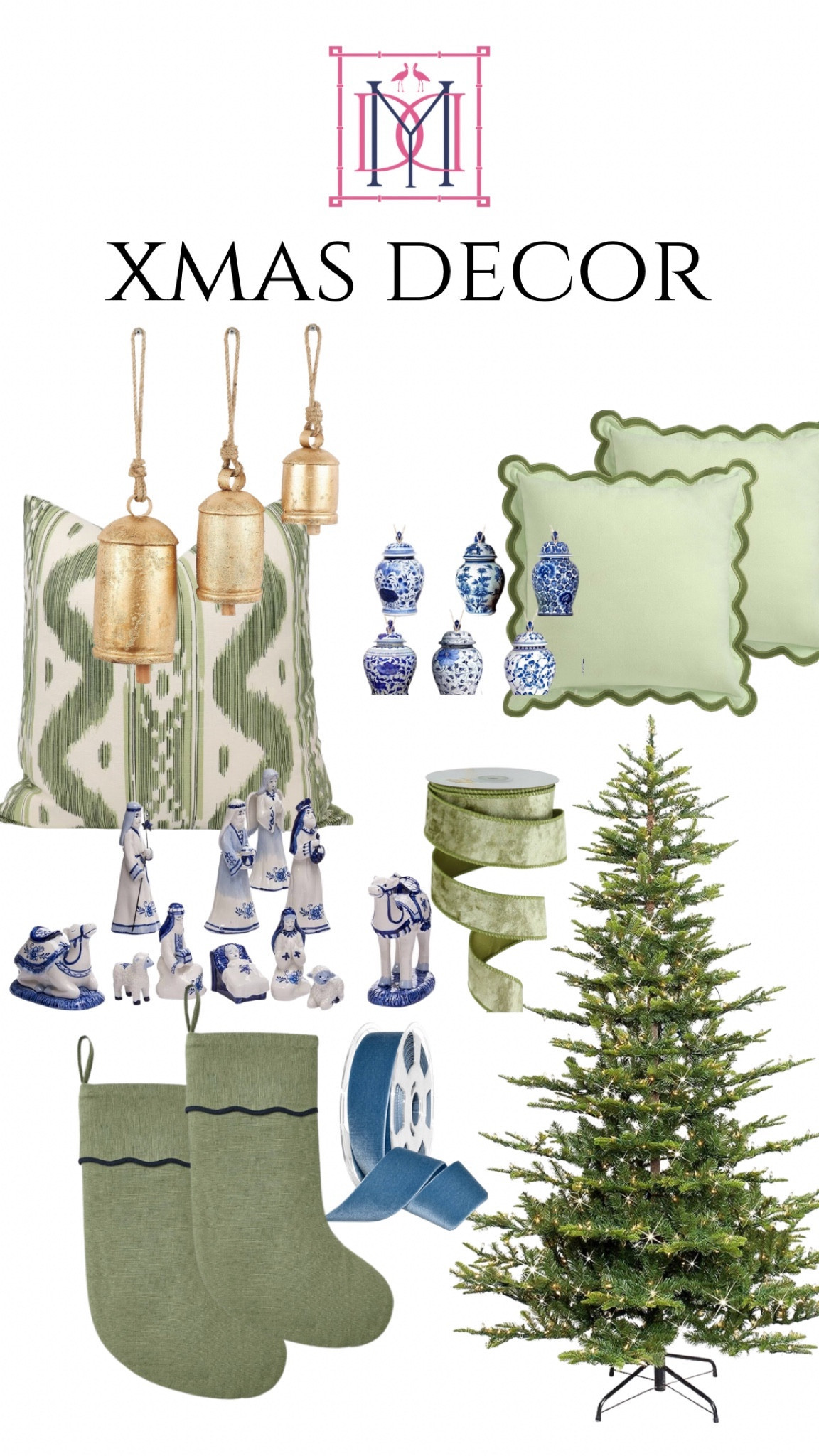 Blue and green grandmillennial Christmas! 