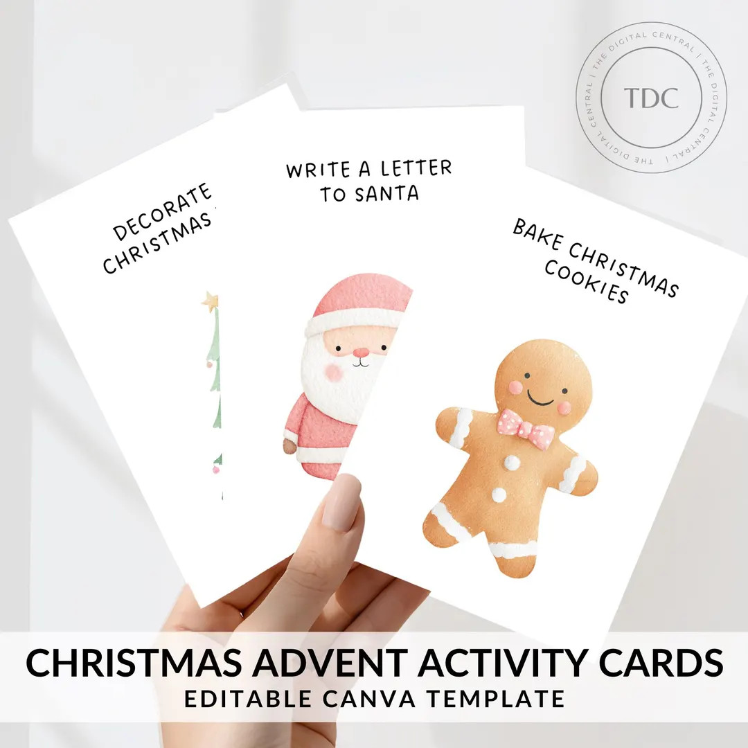 Editable Advent Activity Cards | Printable Christmas Countdown | Instant Download | Canva - Etsy | Etsy (US)