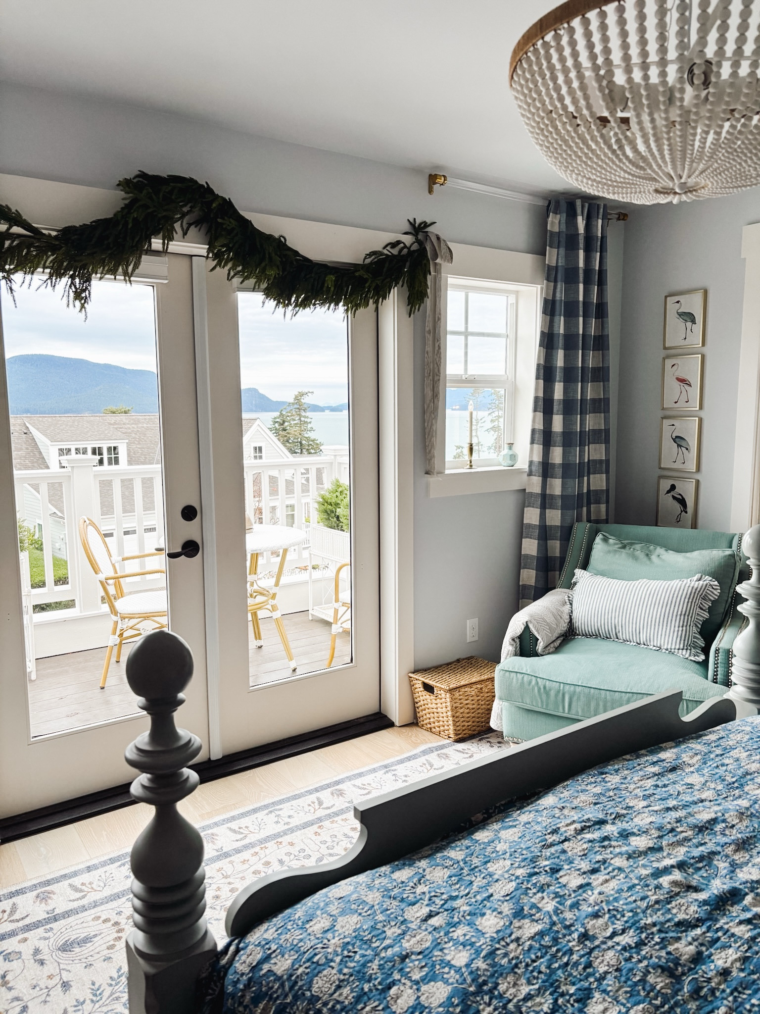 Bedroom sources - light, curtains, outdoor deck bistro table and chairs, rug, art, garland, window candles, curtain rod, similar chairs, ruffle striped pillows 

#LTKSeasonal #LTKHoliday #LTKHome
