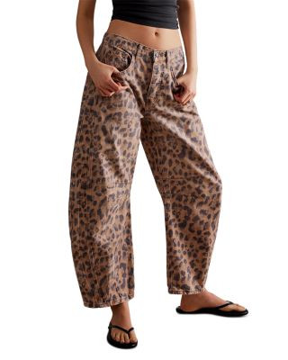 We The Free Good Luck Leopard Barrel Leg Jeans in Brown Sugar | Bloomingdale's (AU)
