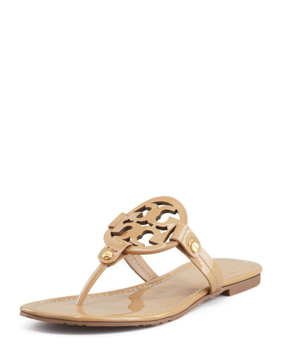 Miller Patent Logo Sandal, Sand | Neiman Marcus