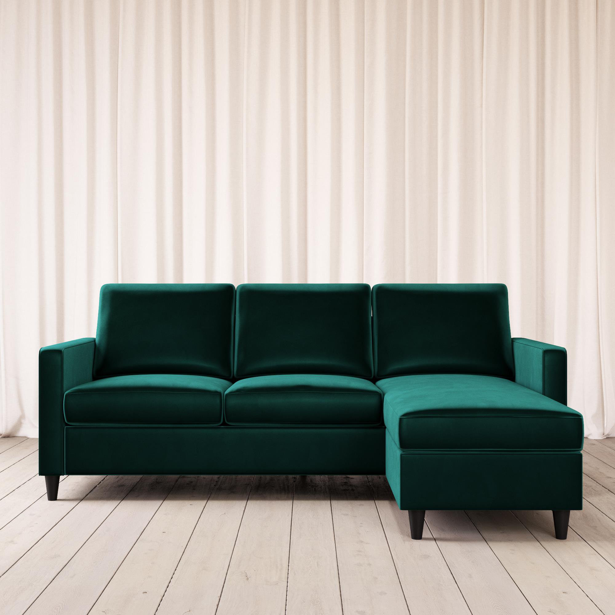 DHP Cooper Modern Sectional Sofa, Green Velvet | Walmart (US)
