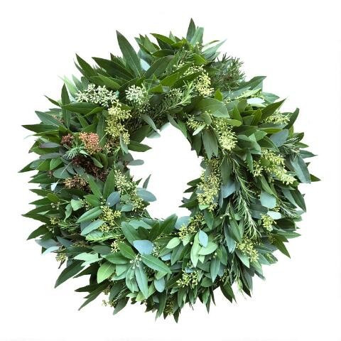 Fresh Bay Leaf, Eucalyptus and Rosemary Wreath | World Market