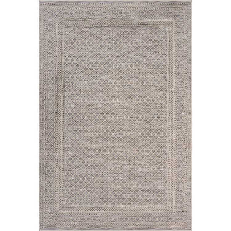 New! Neutral Bordered Lattice Outdoor Area Rug, 7x9 | Kirkland's Home