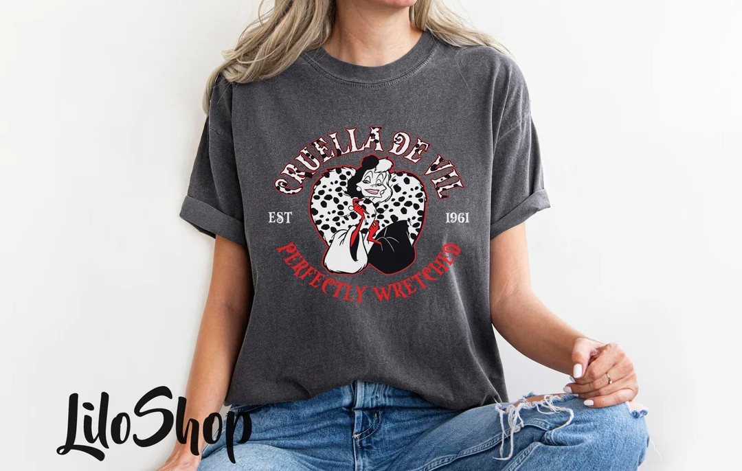 Cruella De Vil Shirt, 101 Dalmatians Villains Cruella Perfectly Wretched Shirt, Magic Kingdom Shi... | Etsy (US)