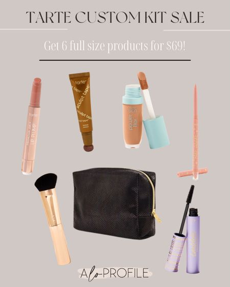 TARTE CUSTOM KIT SALE IS HERE! 💄  I am so excited to have my own pre-set kit with all my faves PLUS bonus items that are not part of the regular Custom Kit promo!! 

Shop now until Friday the 17th – but hurry, Custom kit sells out every year, so be sure to get your kit early on to save. You can’t stack codes but can use ALOPROFILE on any items not chosen for your kit on the site!!

My Kit includes: 
Lip: maracuja juicy lip plump
Cheek: sculpt tape
Eye: fake awake
Complexion: power flex
Prep + Set: sculpt tape brush
Mascara: tubing OG
Bag: simply chic
Letters: pearl

#LTKBeauty