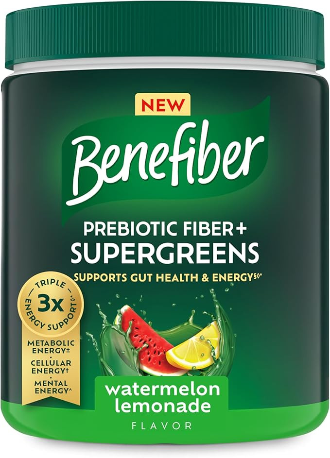 Benefiber Prebiotic Fiber + Supergreens Dietary Supplement Powder, Watermelon Lemonade Flavor, 8.... | Amazon (US)