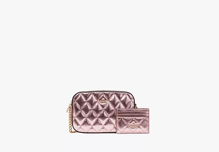 Glimmer Quilted Metallic Boxed Crossbody Set | Kate Spade Outlet
