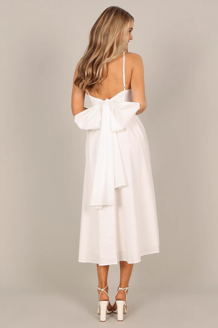 Alice Bow Back Midi Dress - White | Petal & Pup (US)