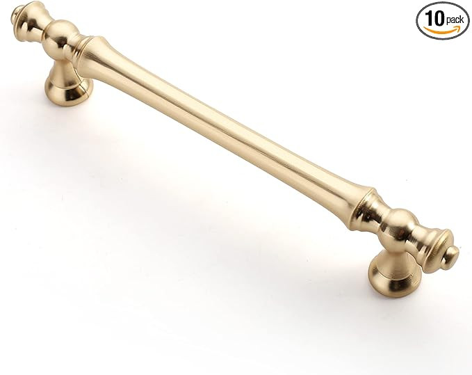 Asidrama 10 Pack 5 Inch(128mm) Brushed Brass Kitchen Cabinet Handles, Gold Cabinet Pulls Kitchen ... | Amazon (US)