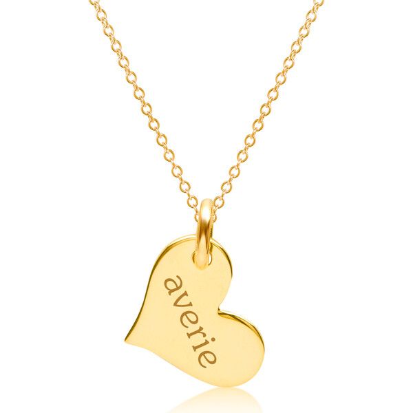 Engravable Gold Heart Necklace | Maisonette