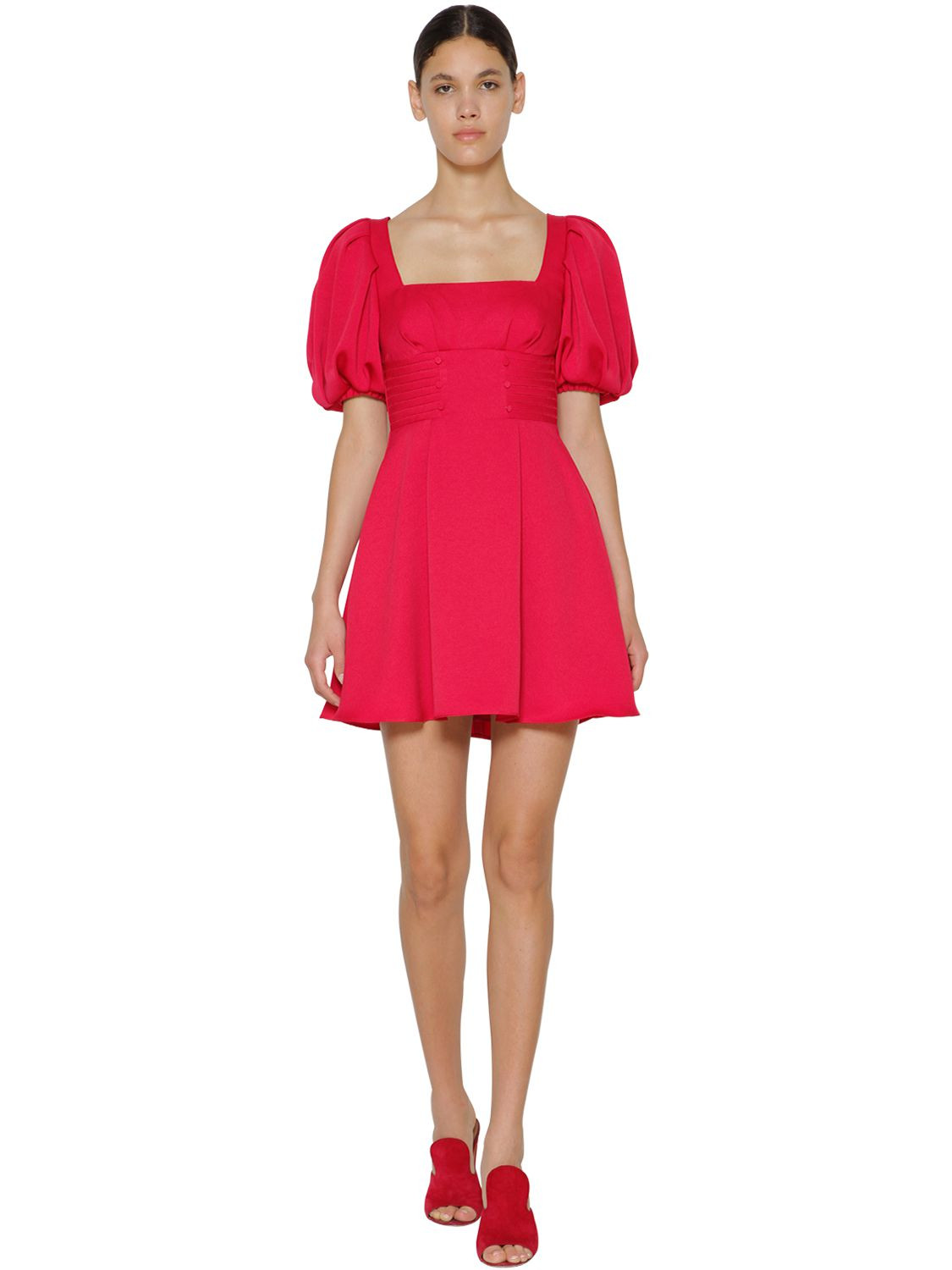 BALLOON SLEEVES OTTOMAN MINI DRESS | Luisaviaroma