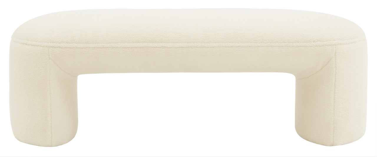 Vivie Faux Shearling Bench In Ivory | 1stopbedrooms
