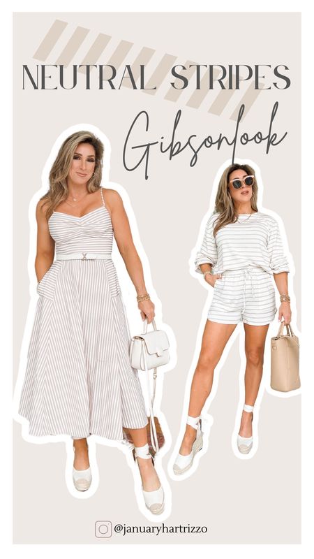 (Use code JANUARY10 for discount) Spring dress with pockets, summer dress, sundress, midi dress, spring outfit, summer outfit, neutral outfit, stripe shorts set with sleeves, sandals, espadrilles, Gibsonlook 

#LTKfindsunder100 #LTKstyletip #LTKover40