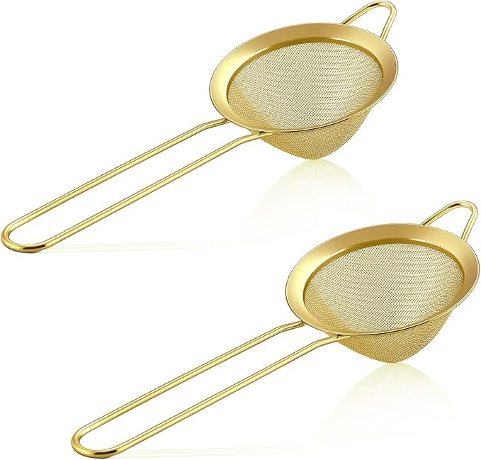 Fine Mesh Strainer Set of 2, E-far 3.3 Inches Stainless Steel Tea Strainer with Long Handle, Smal... | Amazon (US)
