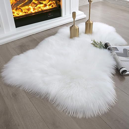 Ashler Soft Faux Sheepskin Fur Chair Couch Cover White Area Rug Bedroom Floor Sofa Living Room 2 ... | Amazon (US)