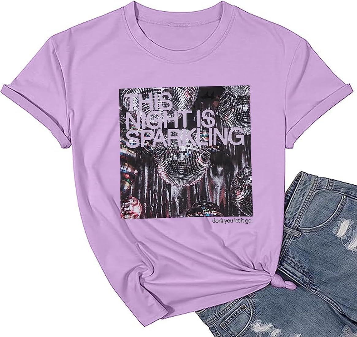 This Night is Sparkling Shirt Women Country Music Lover Tee Swift Fans Tops Vintage Graphic Conce... | Amazon (US)