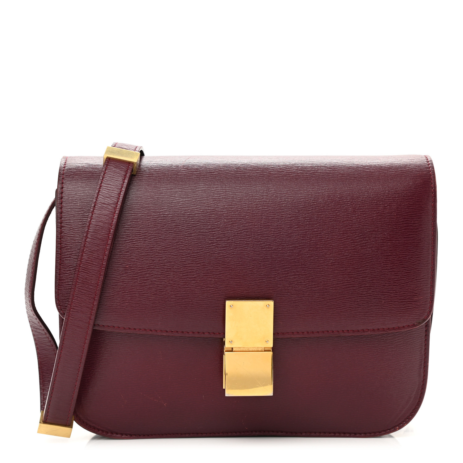 Liege Calfskin Medium Classic Box Flap Bag Burgundy | FASHIONPHILE (US)