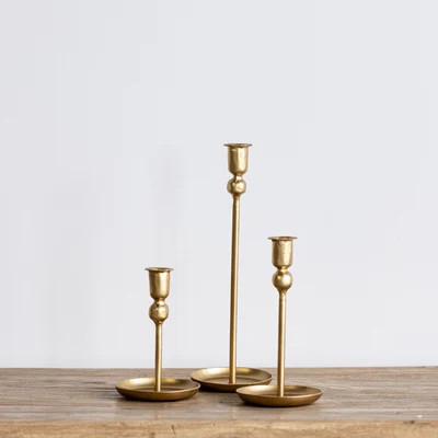 Bronzed Iron Plate Candle Holder Set | luxe bCO