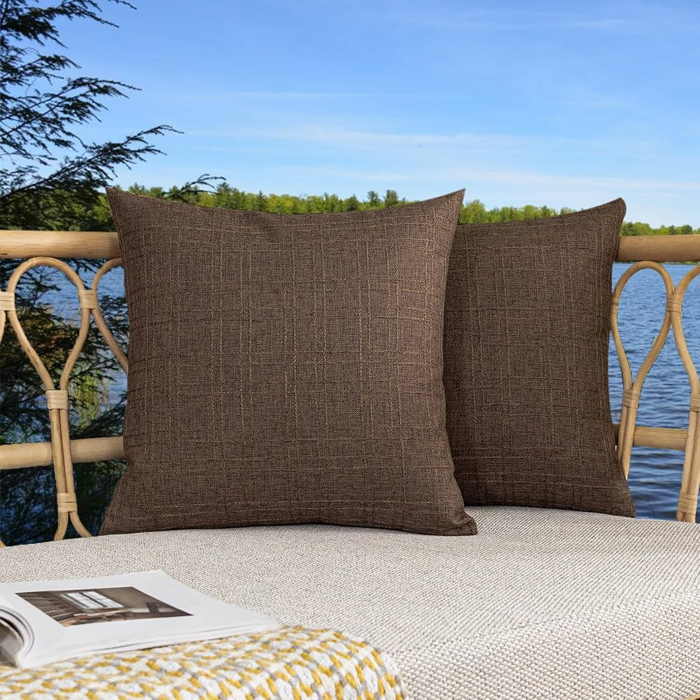 Kevin Textile Pack of 2 Decorative Outdoor Waterproof Pillow Covers Garden Checkered Cushion Sham... | Amazon (US)