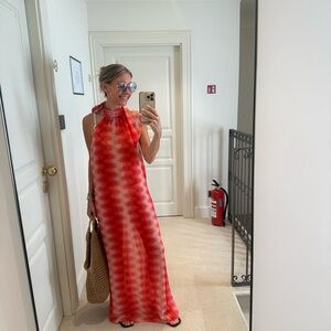 Devon Windsor Red Halter Maxi Dress Size XS | Poshmark
