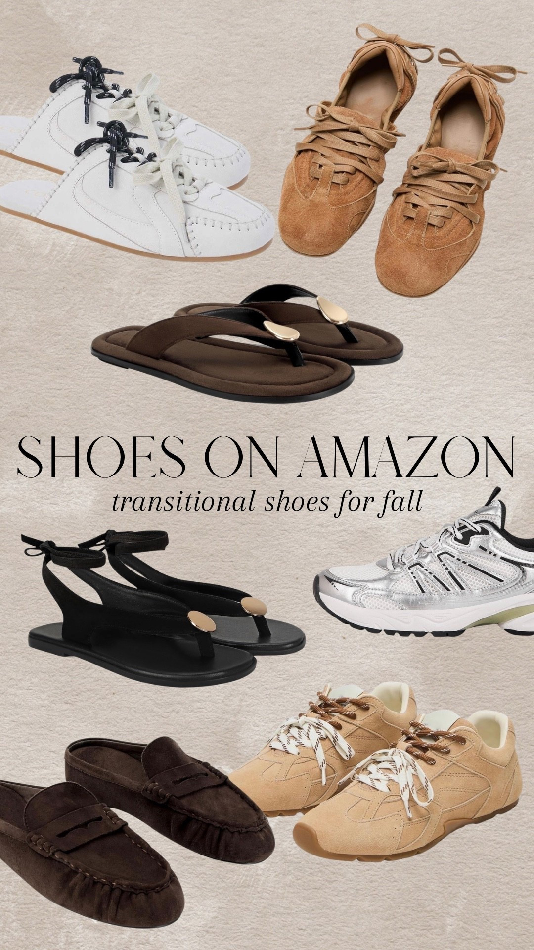 Transitional shoes for fall: sandals and sneakers, loafers