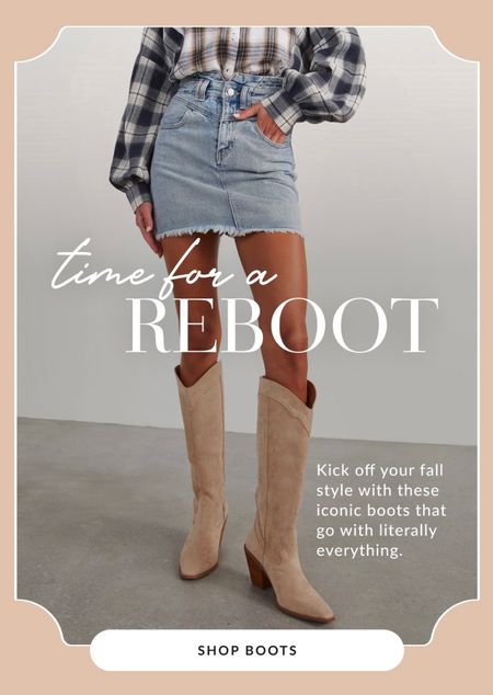 New Vici Fall arrivals. Use code AUG20 for a discount! 

Fall boots 
Denim skirt 

#LTKshoecrush #LTKSeasonal #LTKunder100