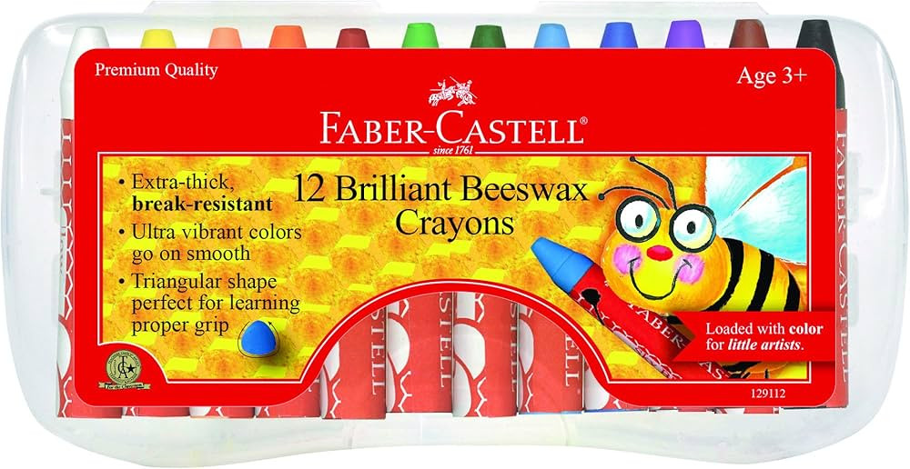 Faber-Castell Beeswax Crayons in Durable Storage Case, 12 Vibrant Colors | Amazon (US)